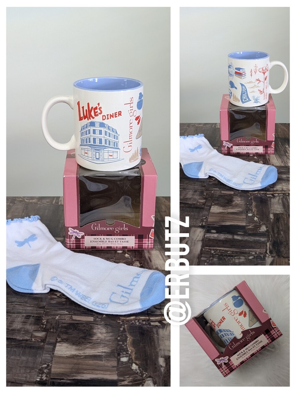 Gilmore Girls Tv Icon Mug w/ Allover Design + Dragonfly Inn Socks - Boxed Set 🧦